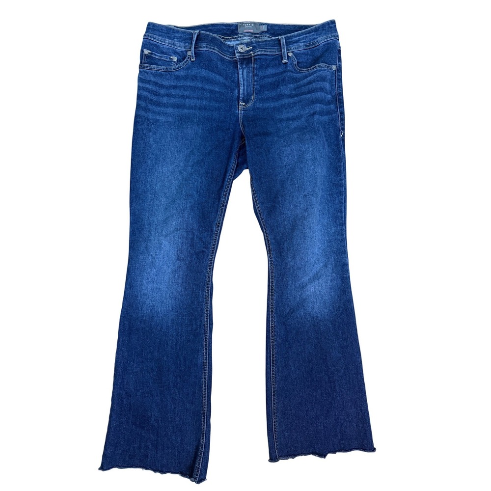 Torrid Luxe Slim‎ Boot Jeans Womens 12R Blue Super Stretch Raw Hem Mid Rise